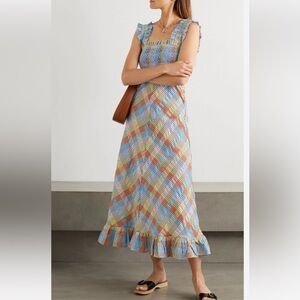 Ganni smocked plaid dress size 36💕